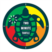 Load image into Gallery viewer, two minute turtle timer in circle with each corner a different color: green, yellow, red, orange