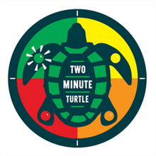 Load image into Gallery viewer, two minute turtle timer in circle with each corner a different color: green, yellow, red, orange
